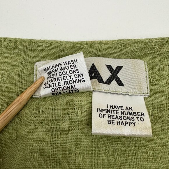 Flax Green Linen Shirt Jacket Size M 3/4 Cuffed Sleeve Button Front Boxy Fit - Picture 5 of 5